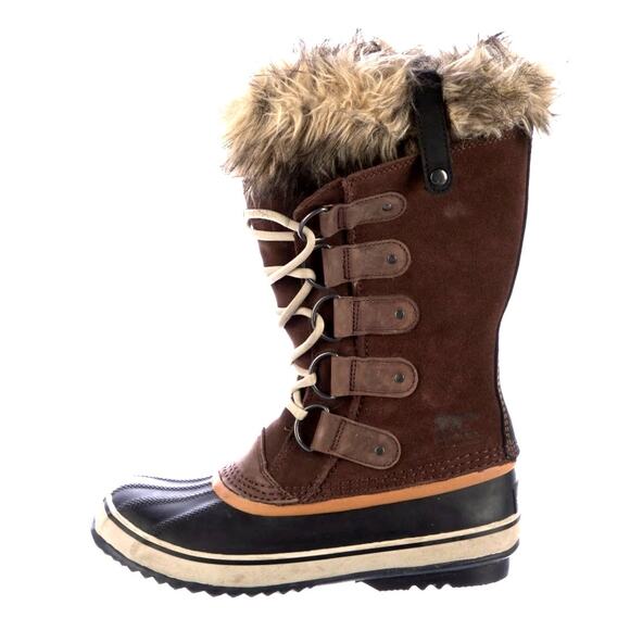 Sorel Womans 8 Joan of Arctic Waterproof Suede Winter Boots Fur Lining Brown EUC - Picture 1 of 5